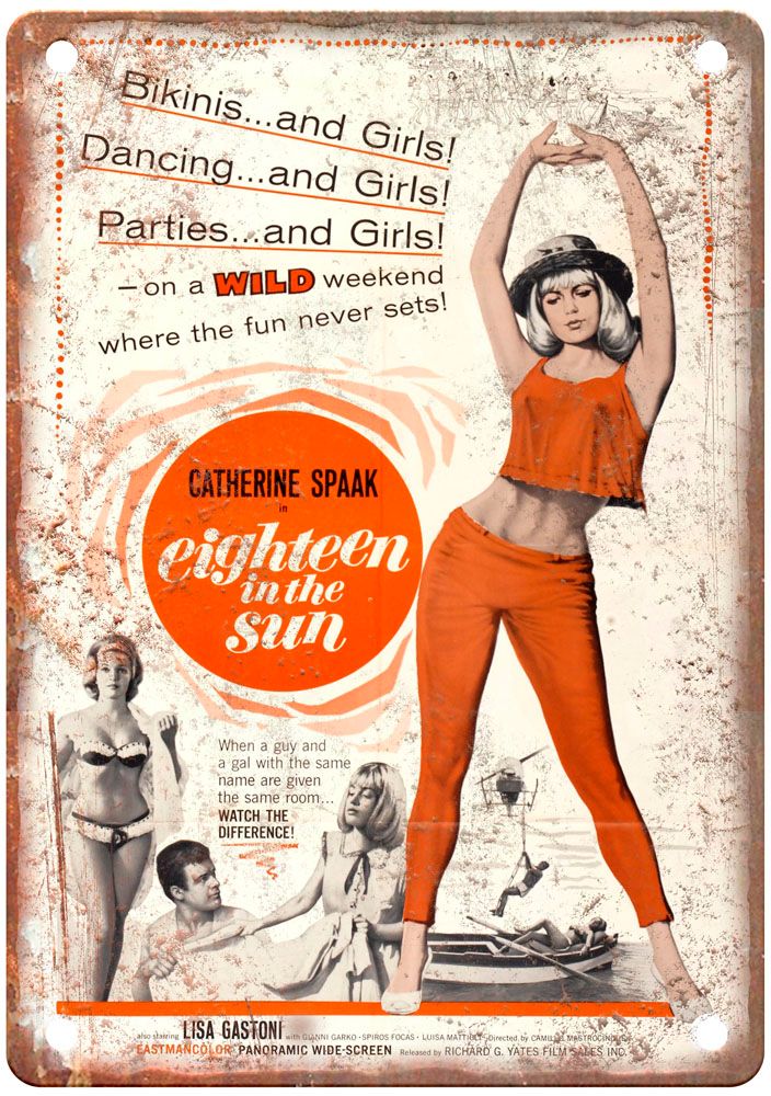 Eighteen In Sun Vintage Movie Poster Old Retro Look Metal Sign