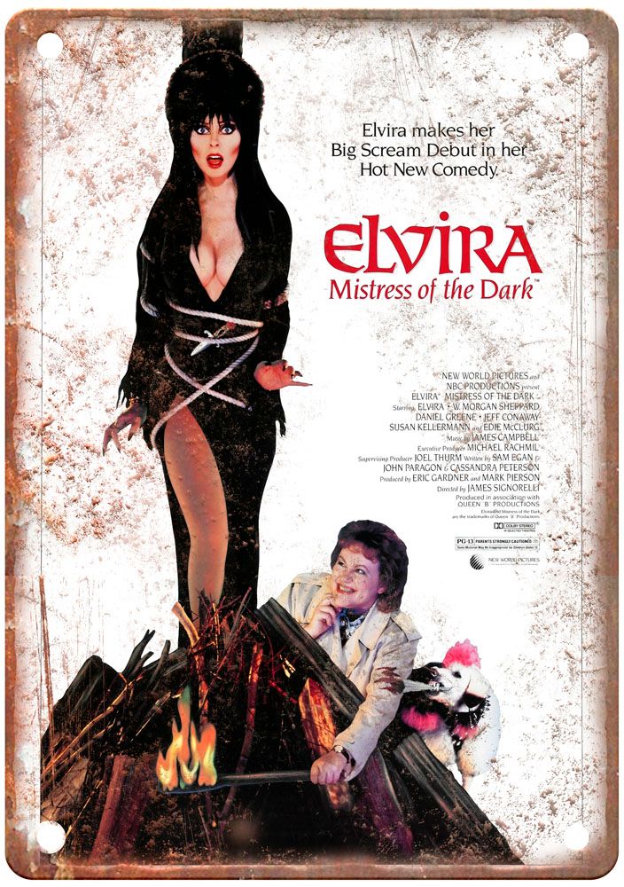 Elvira Mistress Of The Dark Vintage Movie Poster Old Retro Look Metal Sign