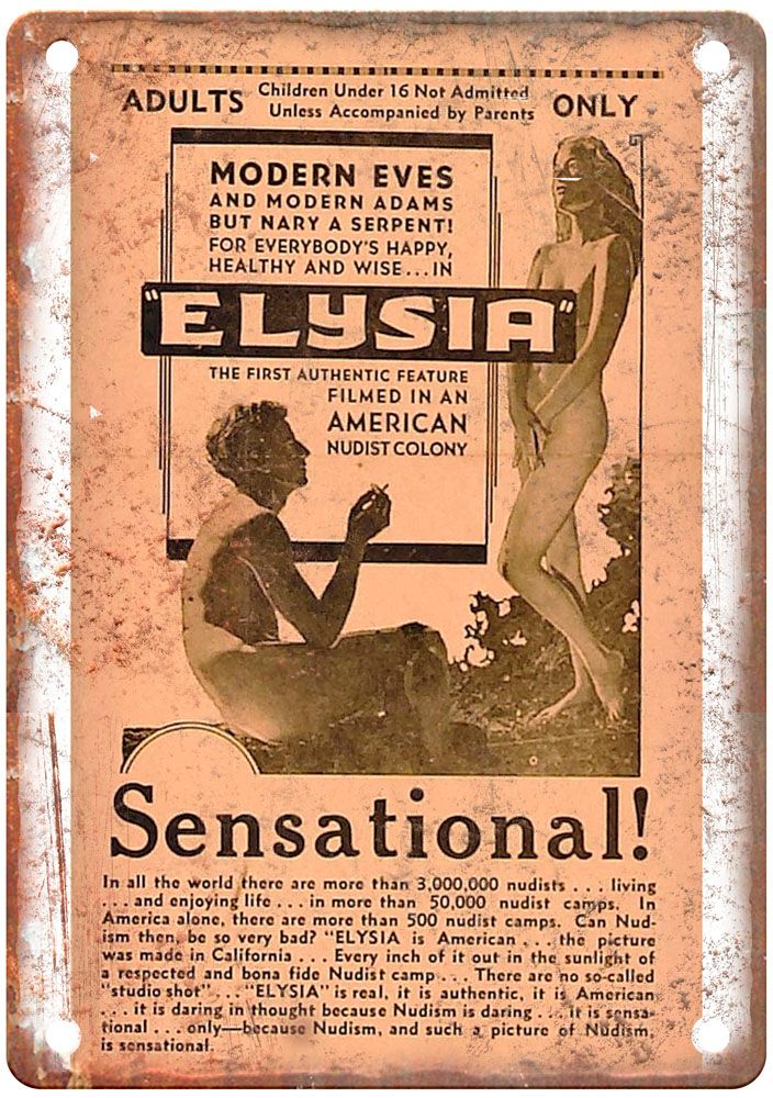 Elysia Valley Of The Nude- Vintage Movie Poster Old Retro Look Metal Sign