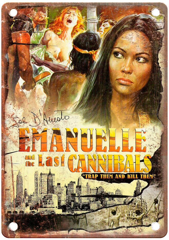 Emanuelle And The Last Cannibals Vintage Movie Poster Old Retro Look Metal Sign