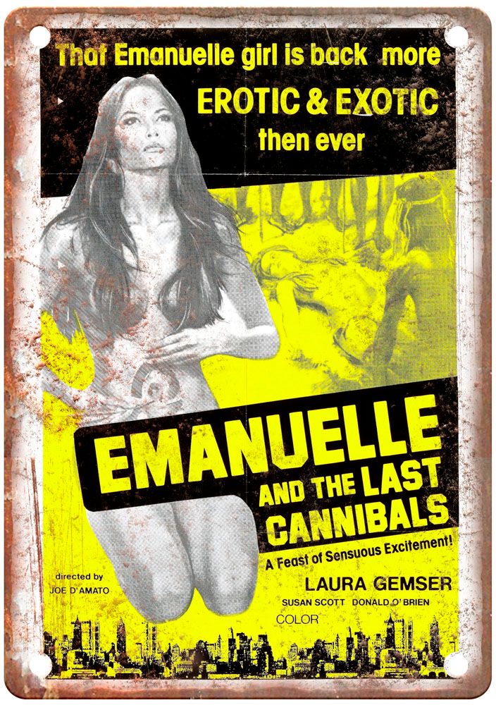 Emanuelle And The Last Cannibals Vintage Movie Poster Old Retro Look Metal Sign