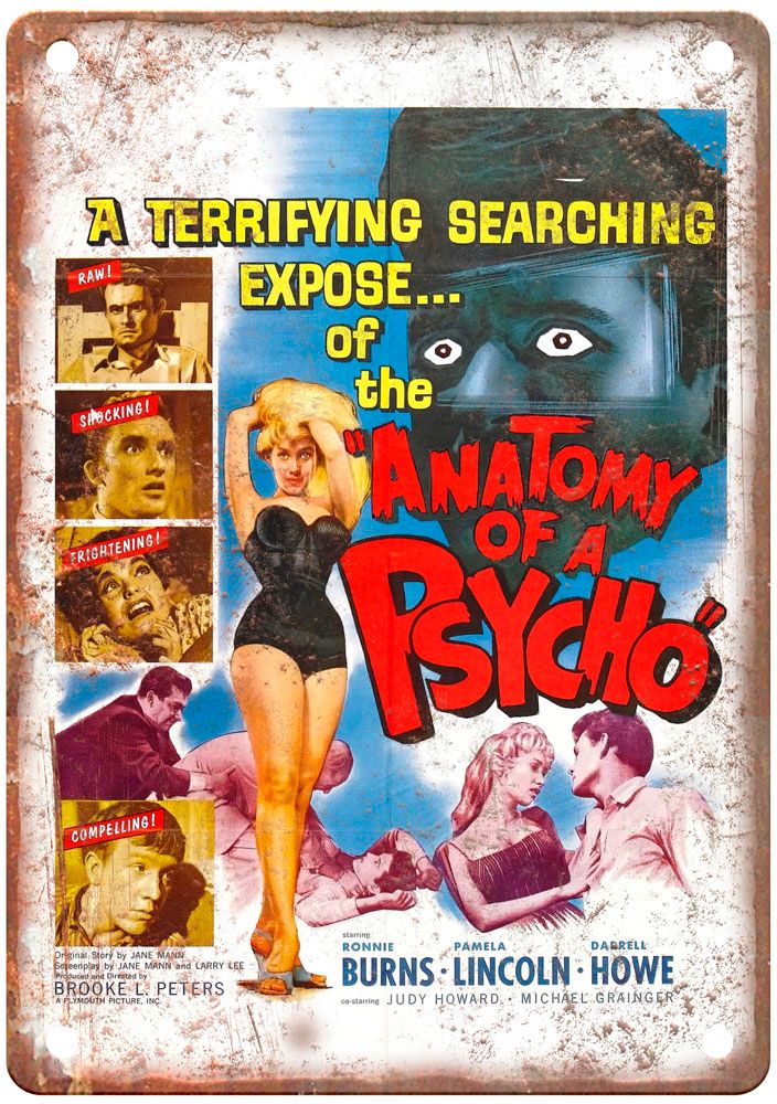 Anatomy Of Psycho Vintage Movie Poster Old Retro Look Metal Sign