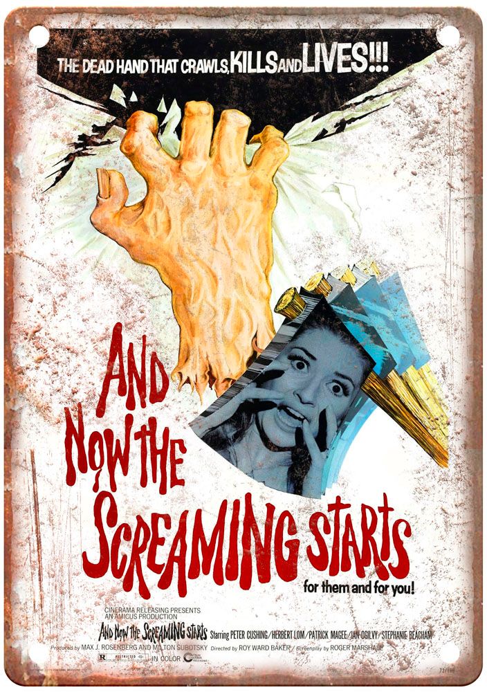 And Now Screaming Starts Vintage Movie Poster Old Retro Look Metal Sign