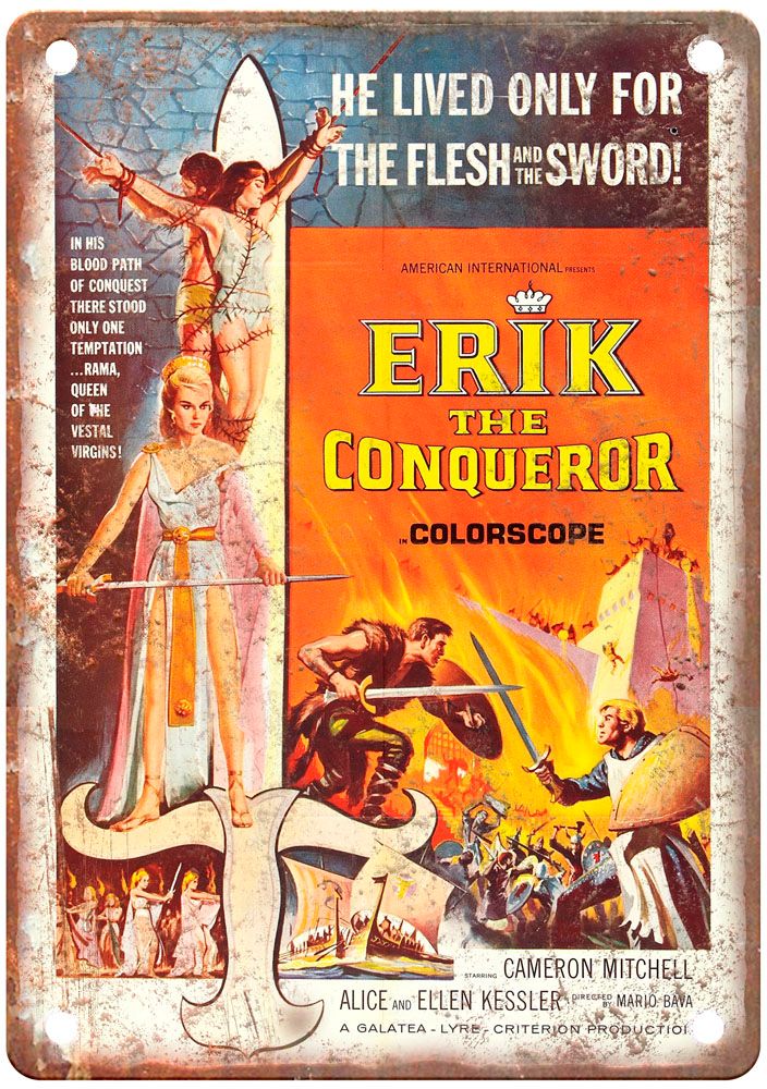 Erik Conqueror Vintage Movie Poster Old Retro Look Metal Sign