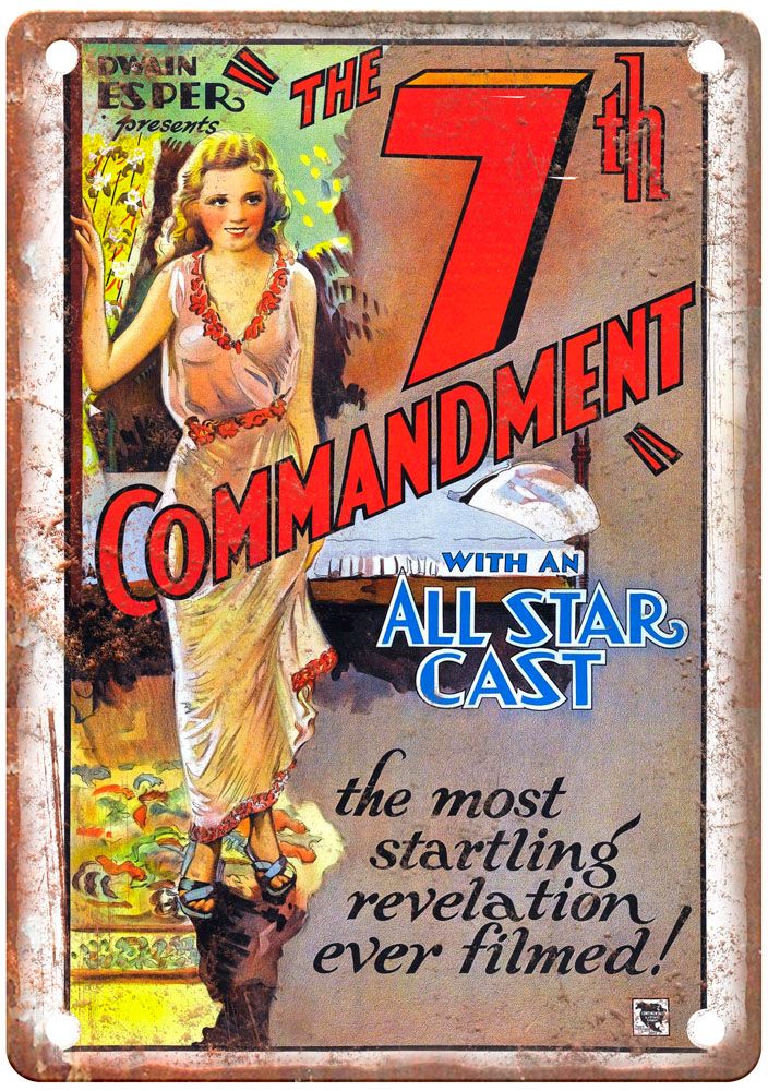 7th Commandment Vintage Movie Poster Old Retro Look Metal Sign