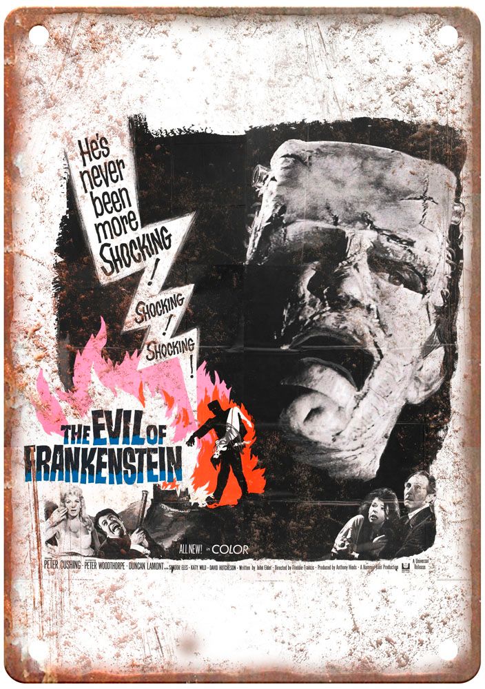 Evil Of Frankenstein Vintage Movie Poster Old Retro Look Metal Sign