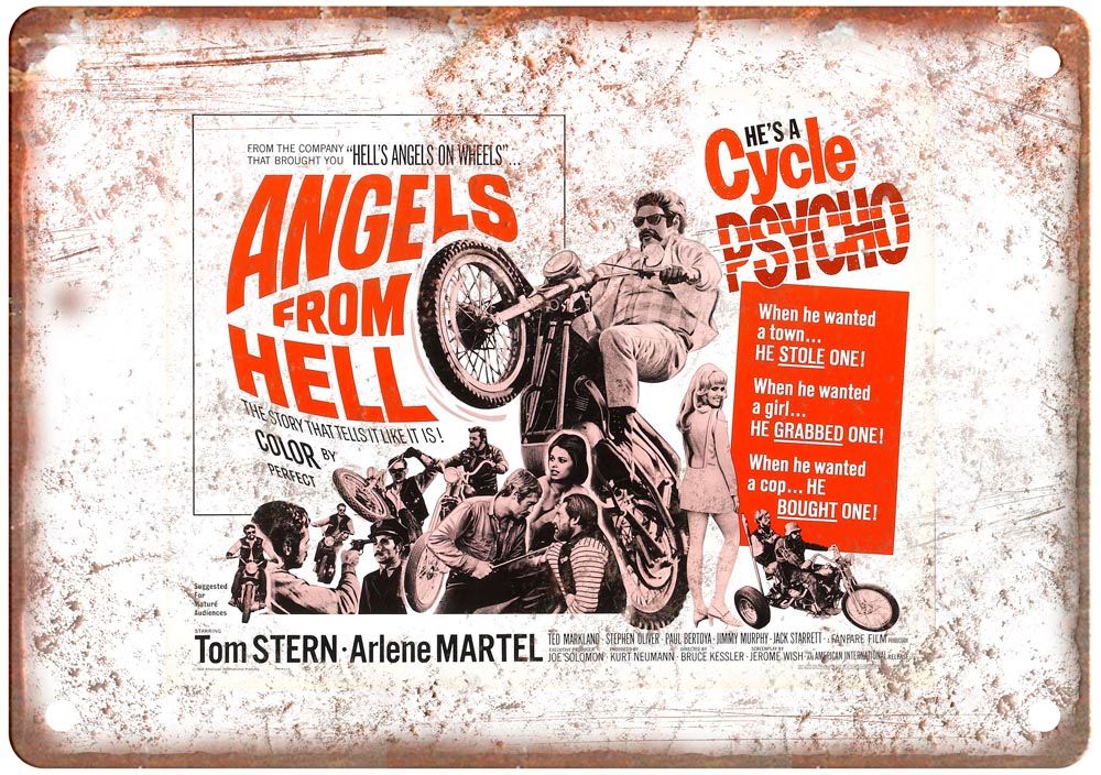 Angels From Hell Vintage Movie Poster Old Retro Look Metal Sign