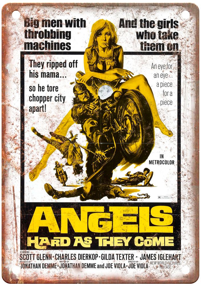 Angels Hard As They Come Vintage Movie Poster Old Retro Look Metal Sign