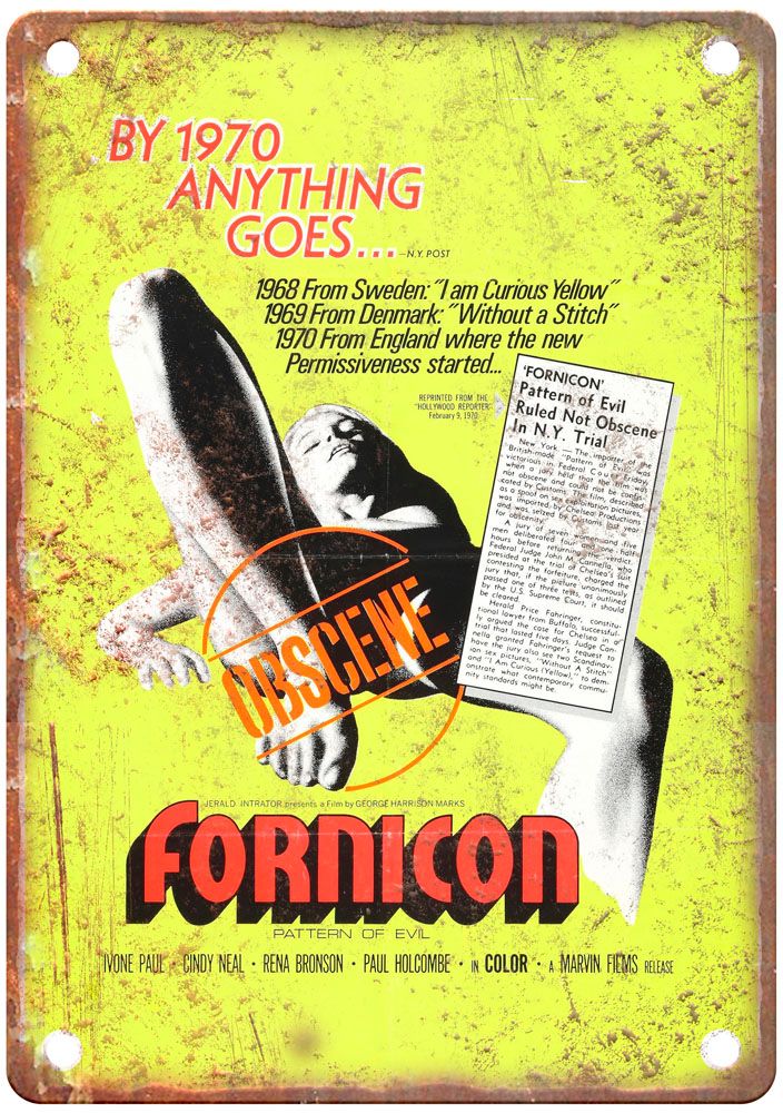 Fornicon Vintage Movie Poster Old Retro Look Metal Sign