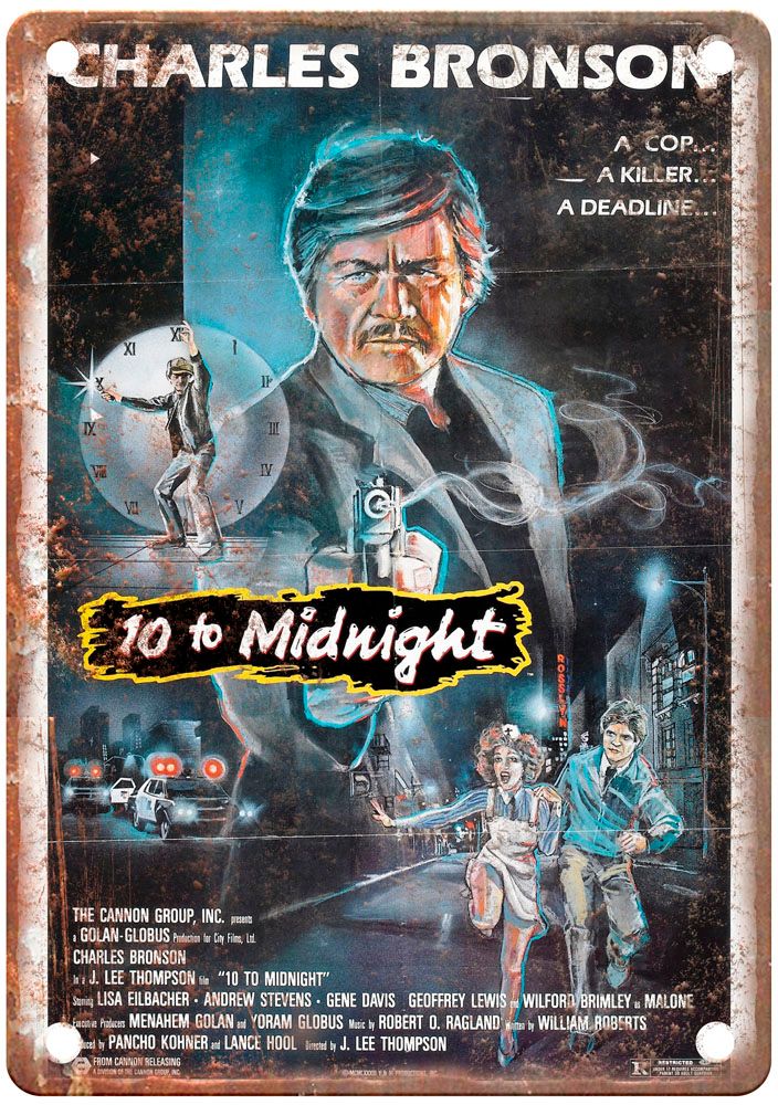 10 To Midnight Vintage Movie Poster Old Retro Look Metal Sign