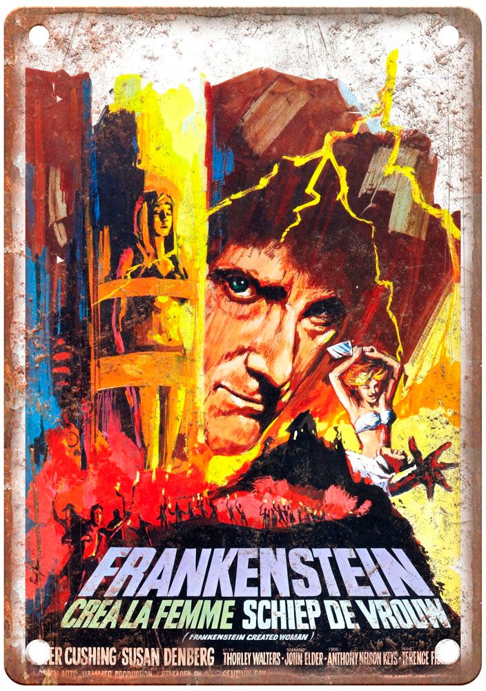 Frankenstein Created Woman Vintage Movie Poster Old Retro Look Metal Sign