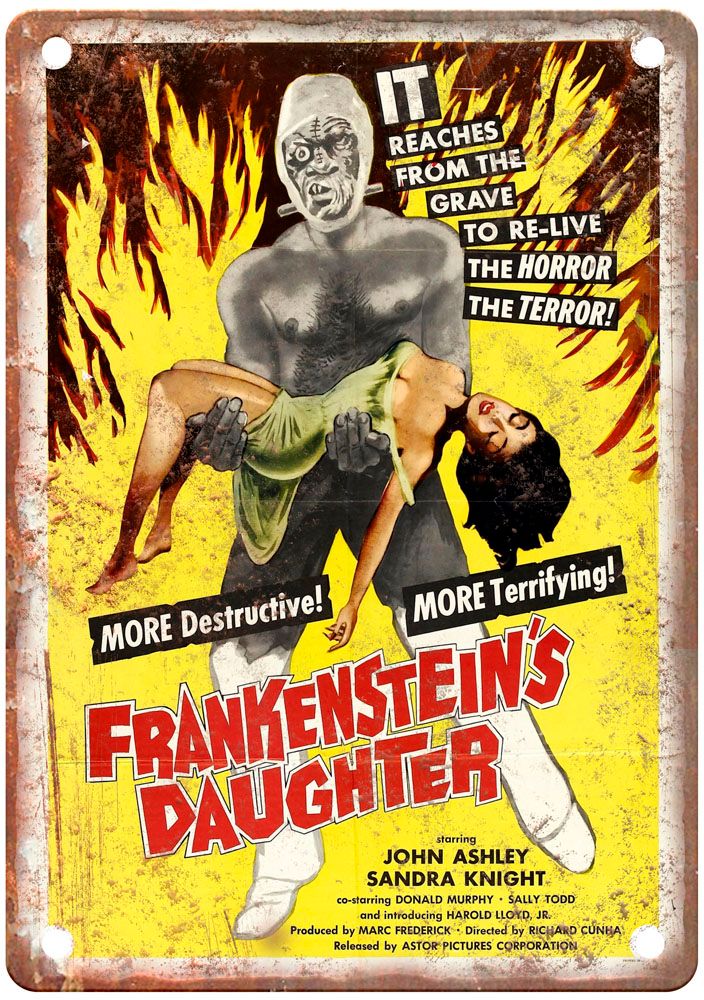 Frankensteins Daughter Vintage Movie Poster Old Retro Look Metal Sign