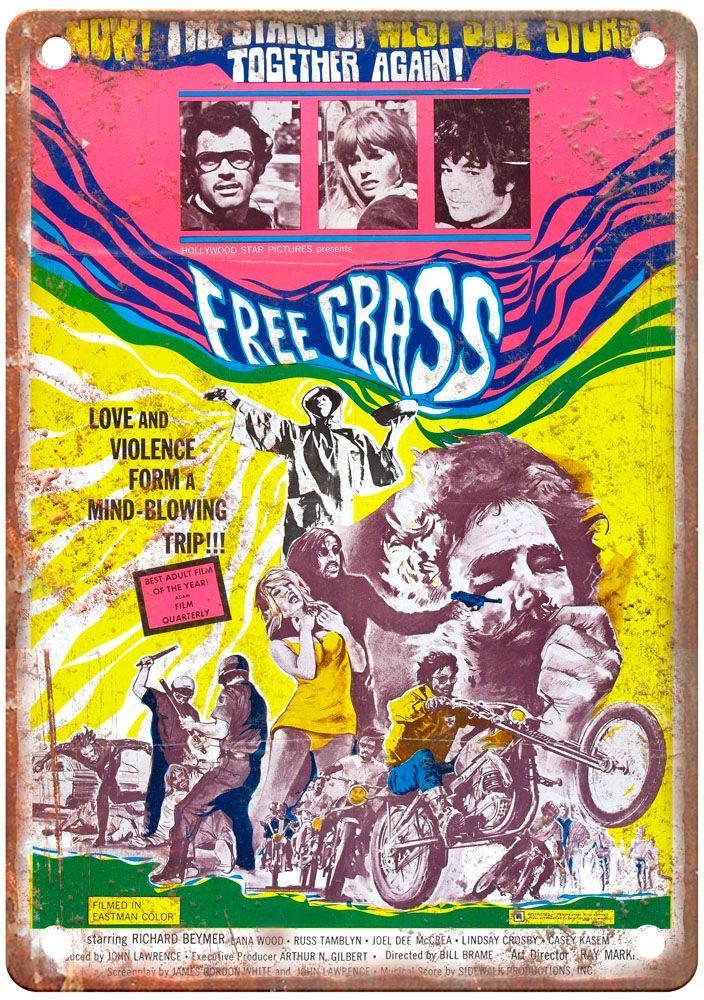 Free Grass Vintage Movie Poster Old Retro Look Metal Sign