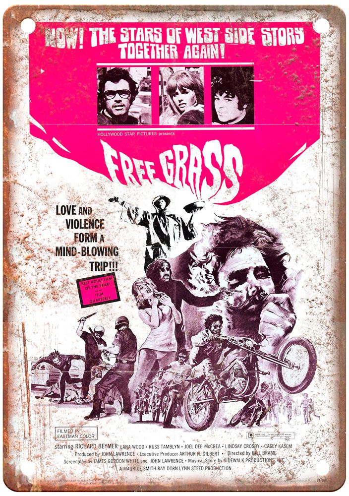 Free Grass Vintage Movie Poster Old Retro Look Metal Sign