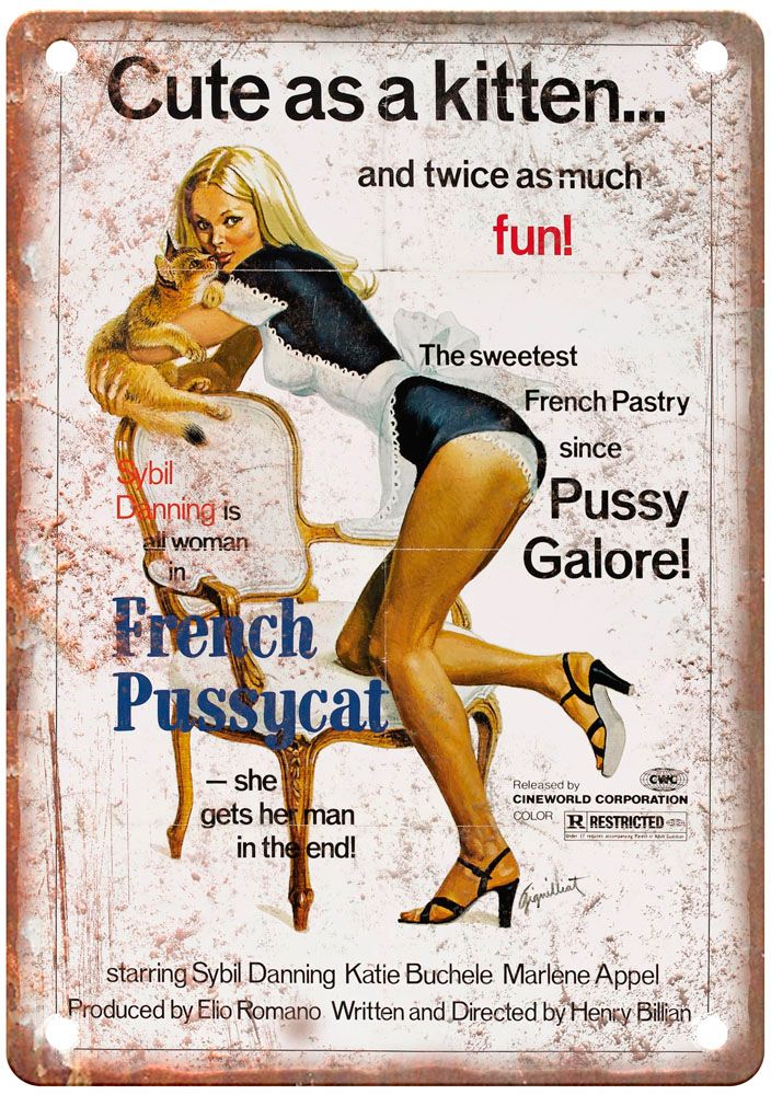 French Pussycat Vintage Movie Poster Old Retro Look Metal Sign