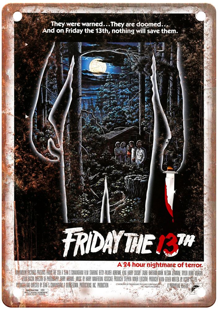 Friday 13th 1 Vintage Movie Poster Old Retro Look Metal Sign