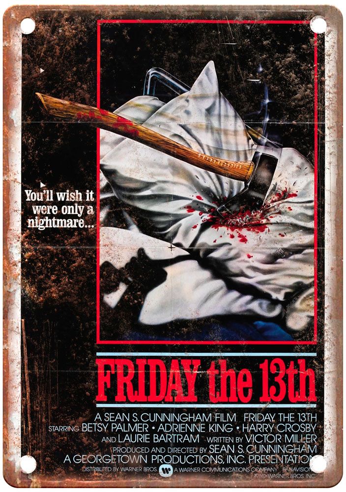 Friday 13th 1 Vintage Movie Poster Old Retro Look Metal Sign