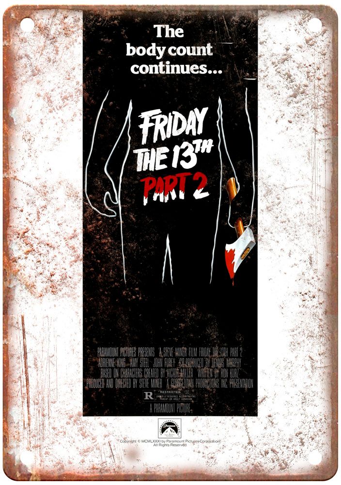 Friday 13th 2 Vintage Movie Poster Old Retro Look Metal Sign