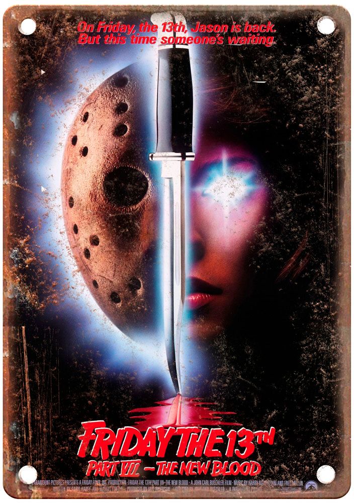 Friday 13th 7 Vintage Movie Poster Old Retro Look Metal Sign