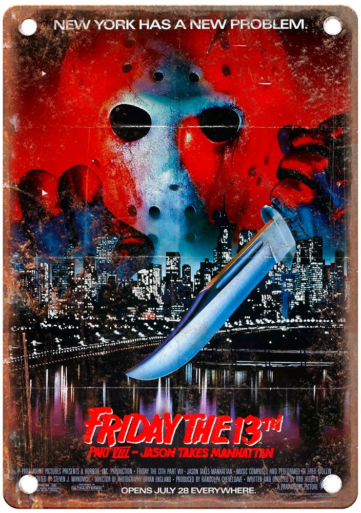 Friday 13th 8 Vintage Movie Poster Old Retro Look Metal Sign