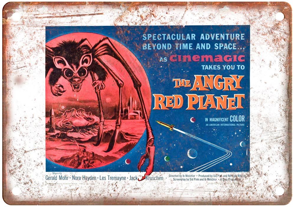 Angry Red Planet Vintage Movie Poster Old Retro Look Metal Sign