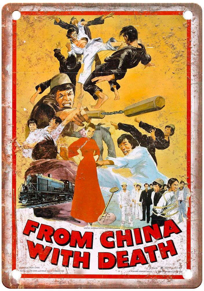 From China With Death Vintage Movie Poster Old Retro Look Metal Sign