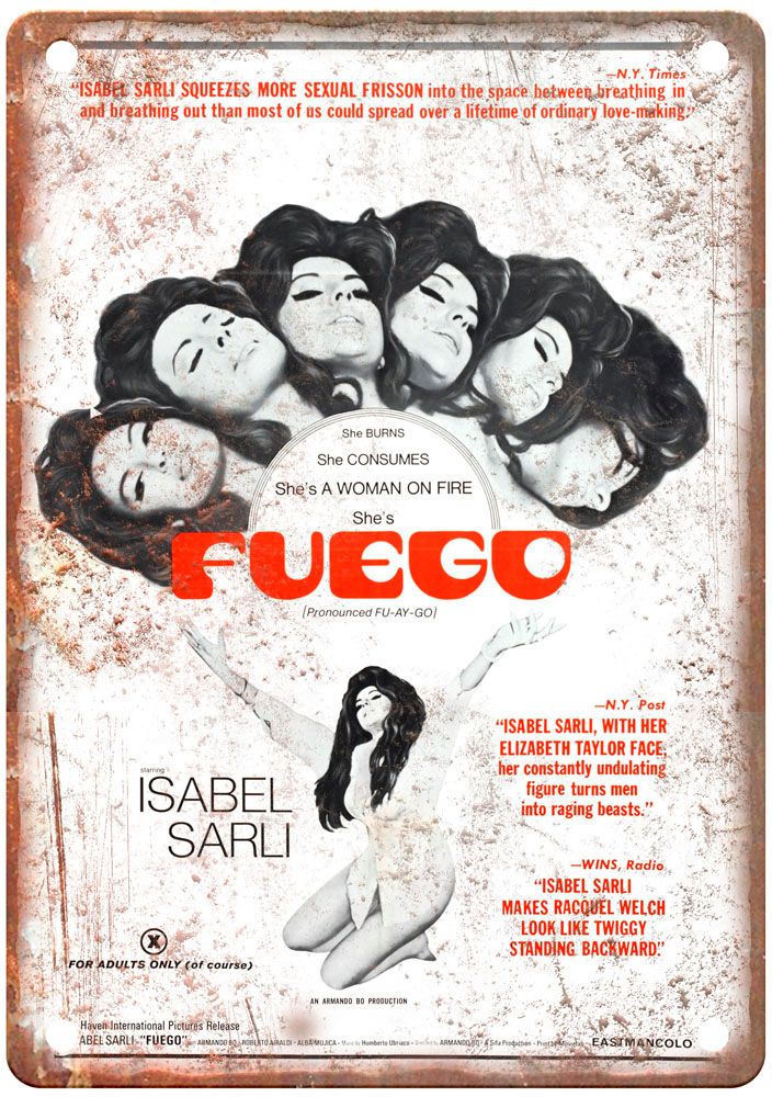 Fuego Vintage Movie Poster Old Retro Look Metal Sign