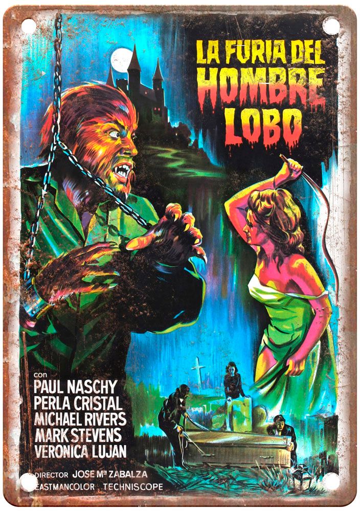 Fury Of Wolfman Vintage Movie Poster Old Retro Look Metal Sign