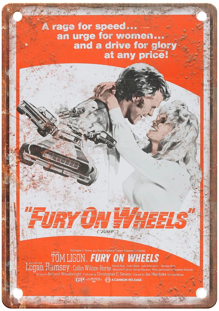 Fury On Wheels Vintage Movie Poster Old Retro Look Metal Sign