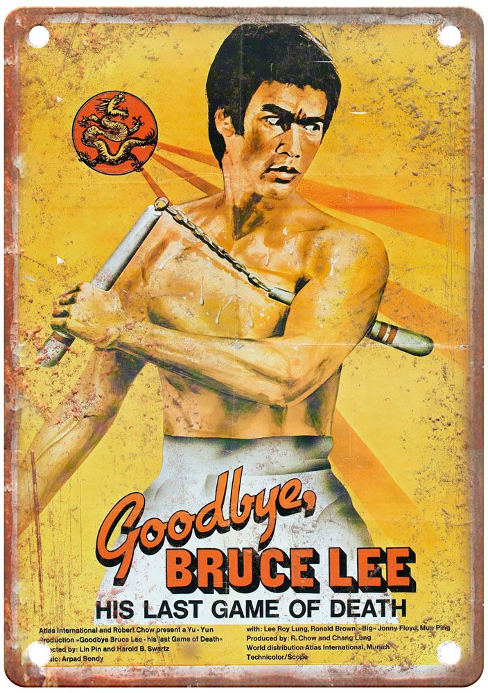 Goodbye Bruce Lee Vintage Movie Poster Old Retro Look Metal Sign