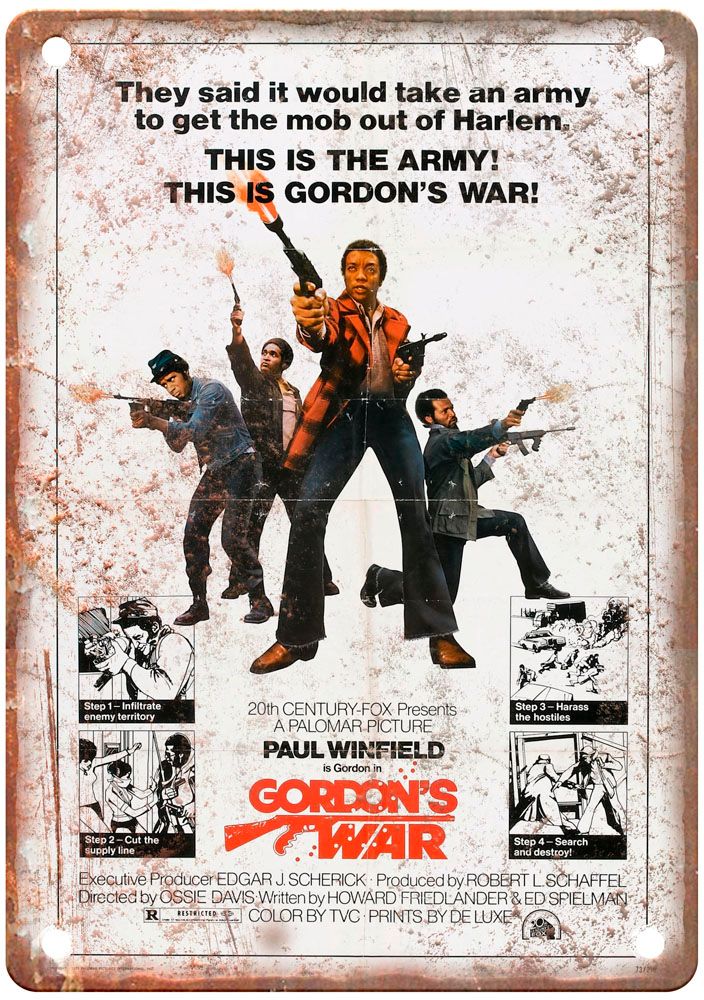 Gordons War Vintage Movie Poster Old Retro Look Metal Sign