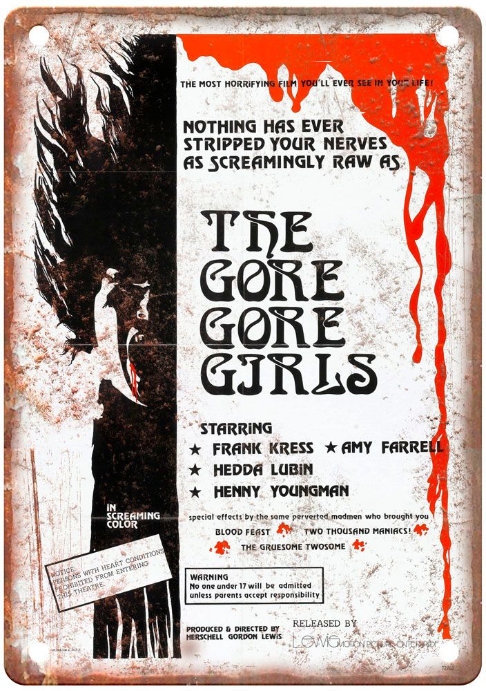 Gore Gore Girls Vintage Movie Poster Old Retro Look Metal Sign