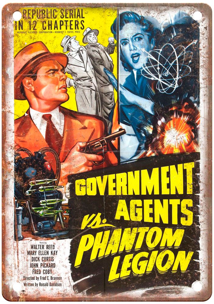 Government Agents Vs Phantom Legion Vintage Movie Poster Old Retro Look Metal Sign