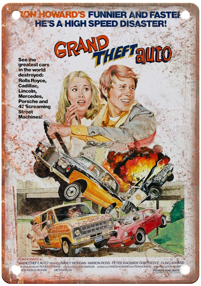 Grand Theft Auto Vintage Movie Poster Old Retro Look Metal Sign