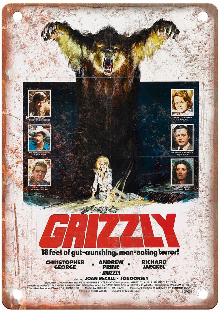 Grizzly Vintage Movie Poster Old Retro Look Metal Sign