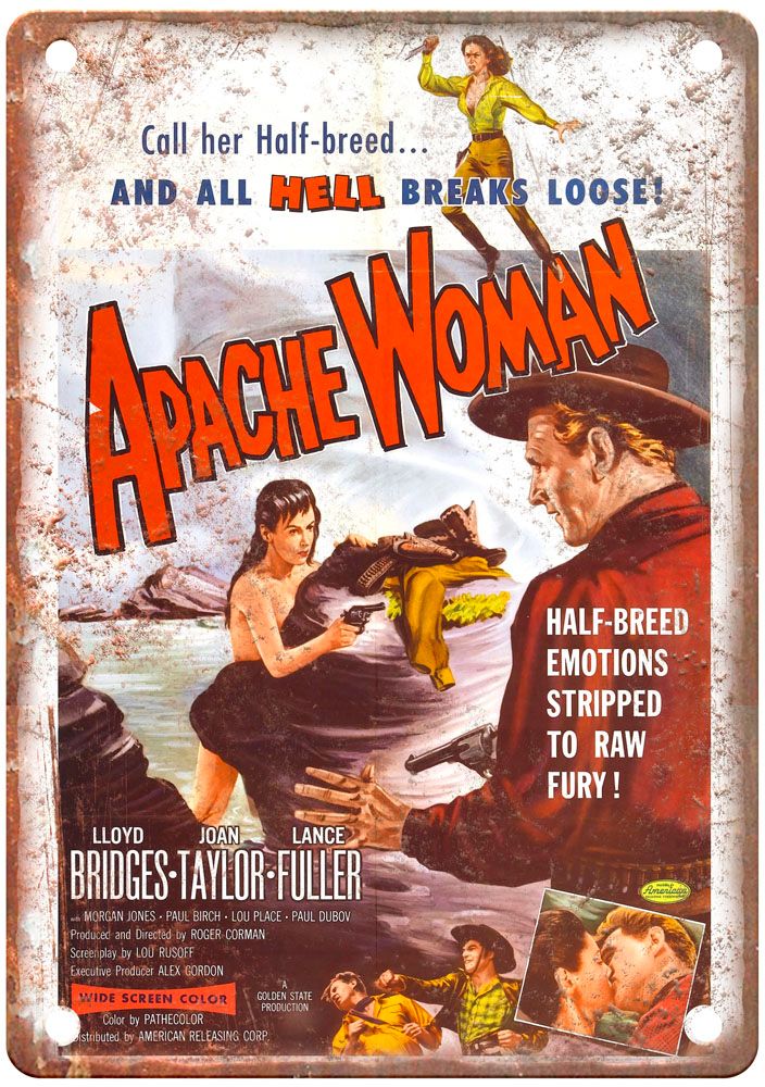 Apache Woman Vintage Movie Poster Old Retro Look Metal Sign