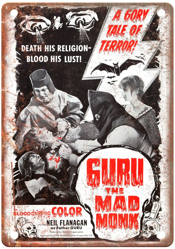 Guru Mad Monk Vintage Movie Poster Old Retro Look Metal Sign