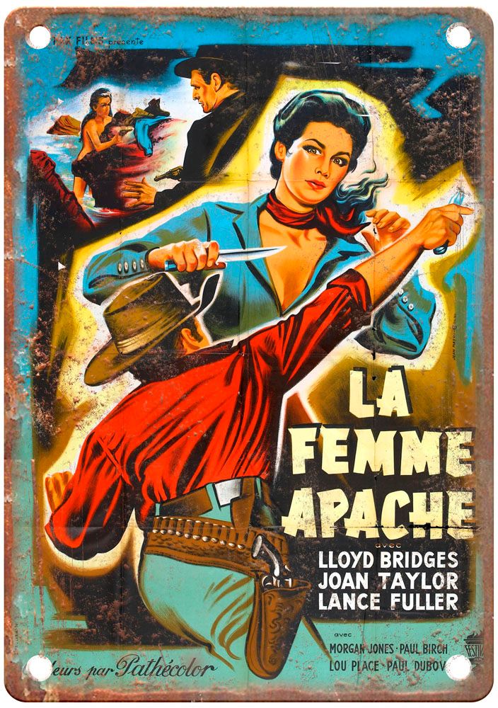 Apache Woman Vintage Movie Poster Old Retro Look Metal Sign