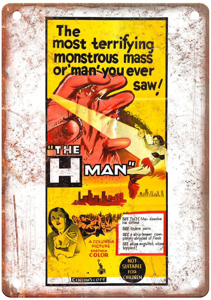 H Man Vintage Movie Poster Old Retro Look Metal Sign