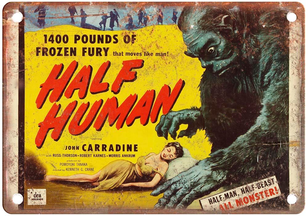 Half Human Vintage Movie Poster Old Retro Look Metal Sign