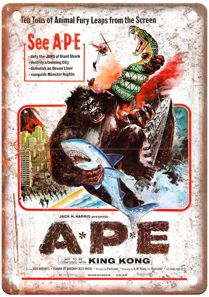 Ape Vintage Movie Poster Old Retro Look Metal Sign