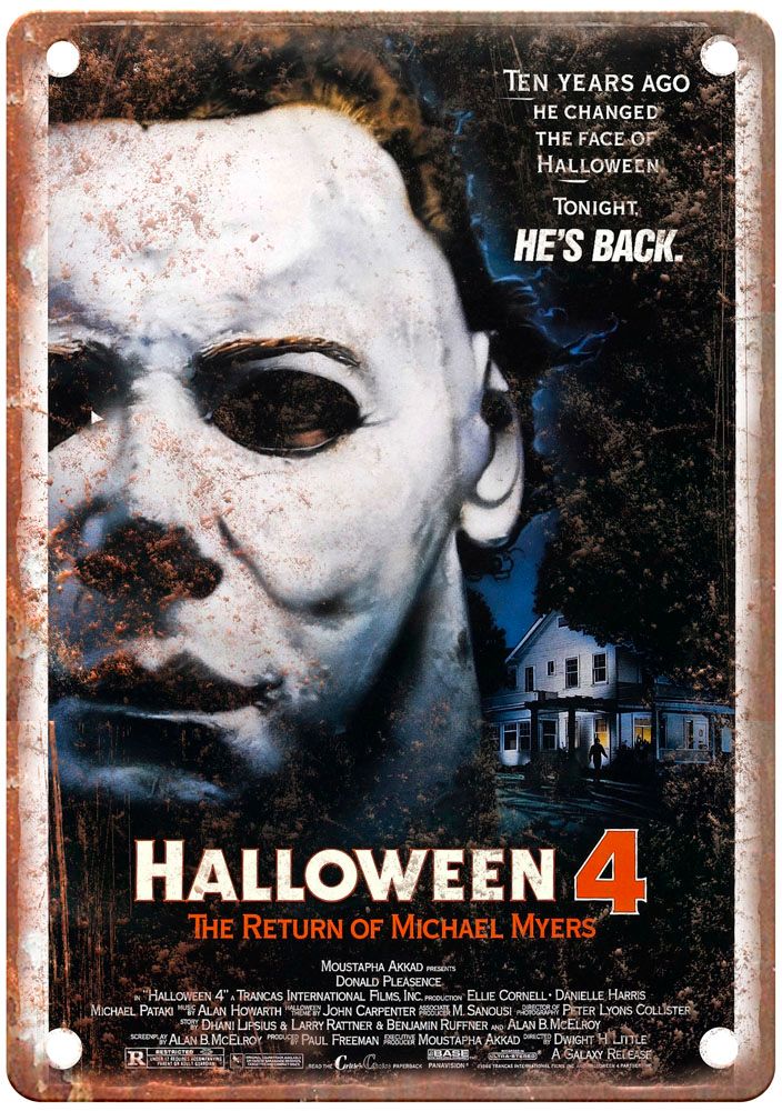 Halloween 4 Vintage Movie Poster Old Retro Look Metal Sign