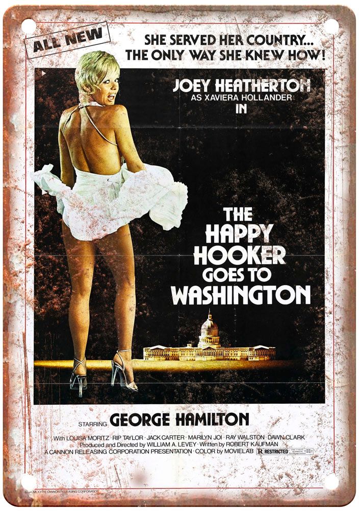 Happy Hooker Goes To Washington Vintage Movie Poster Old Retro Look Metal Sign