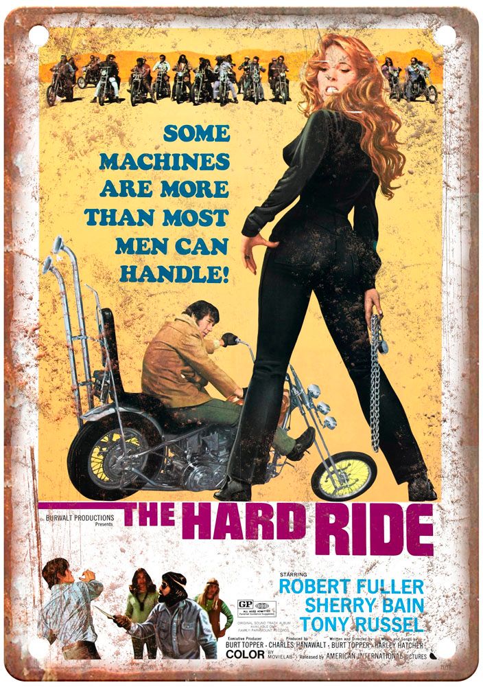 Hard Ride Vintage Movie Poster Old Retro Look Metal Sign