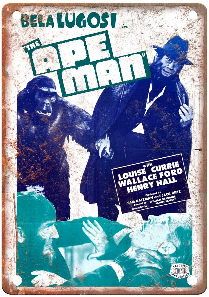 Ape Man Vintage Movie Poster Old Retro Look Metal Sign