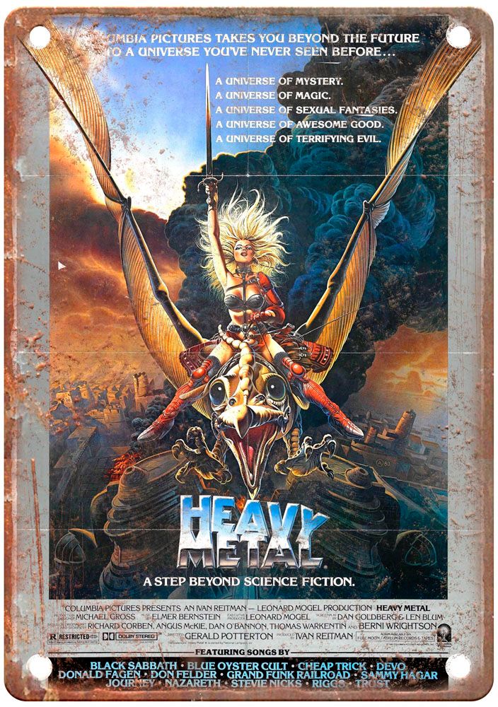 Heavy Metal Vintage Movie Poster Old Retro Look Metal Sign