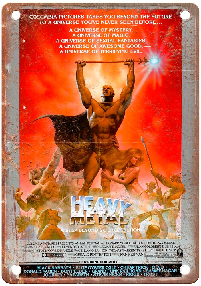 Heavy Metal Vintage Movie Poster Old Retro Look Metal Sign