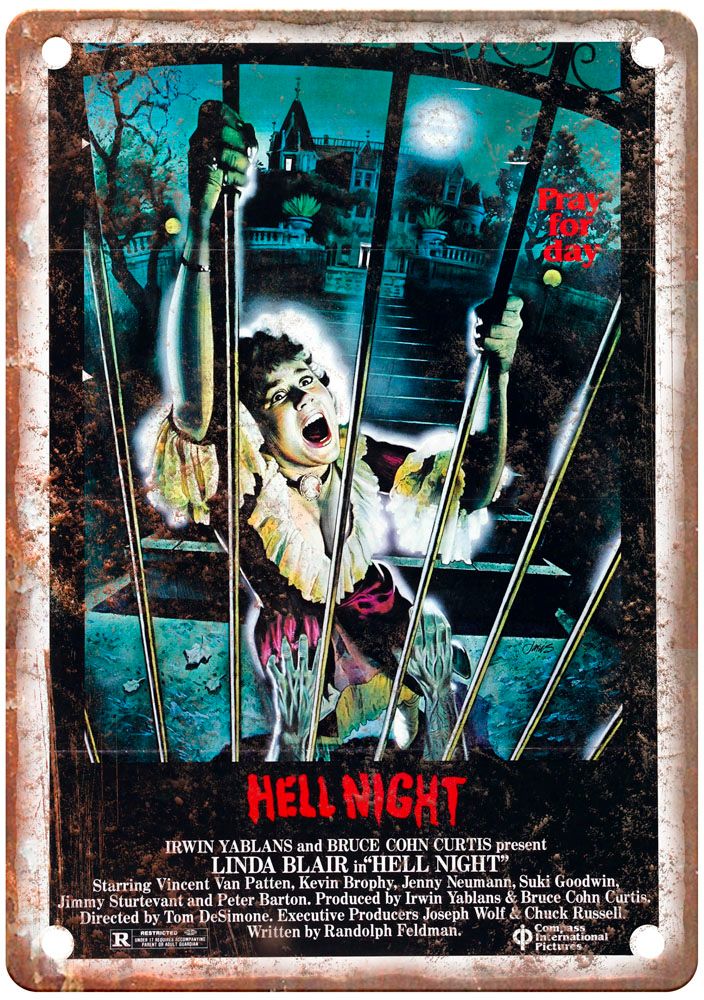 Hell Night Vintage Movie Poster Old Retro Look Metal Sign