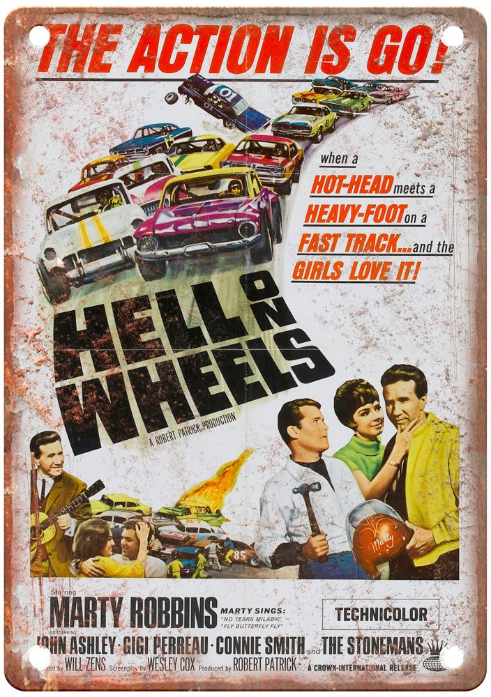 Hell On Wheels Vintage Movie Poster Old Retro Look Metal Sign