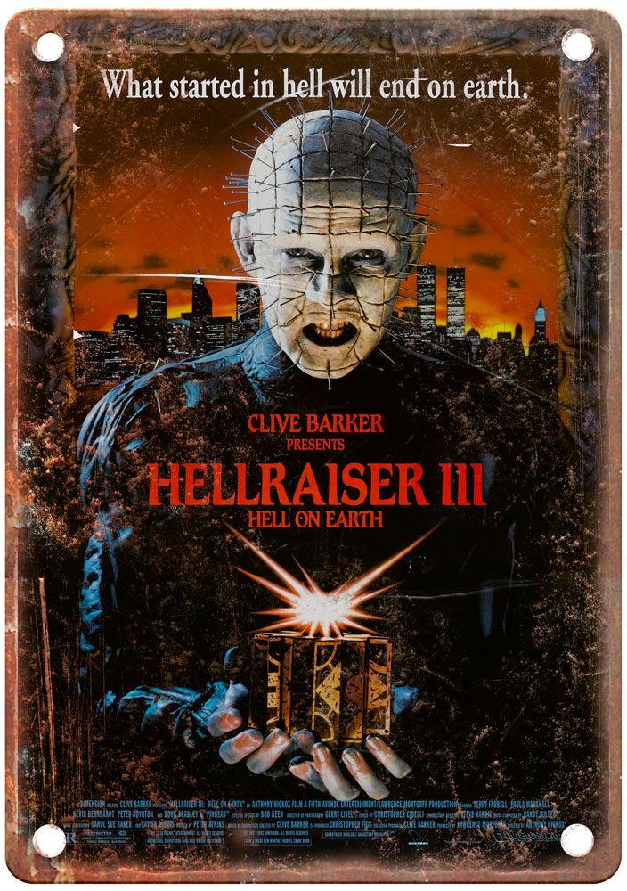 Hellraiser 3 Vintage Movie Poster Old Retro Look Metal Sign